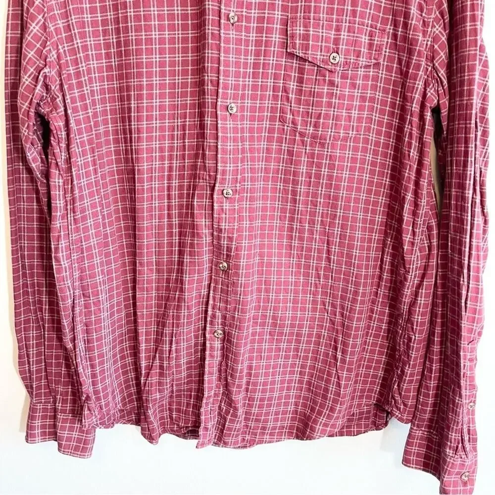 J. Crew Men's‎ Maroon Plaid Flannel Button Down Size XL